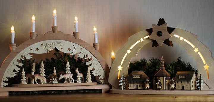 Schwibbogen Lichterbogen Erzgebirge (45x32x6 Cm) – 10 Elektrische Kerzen, Traditionelles Motiv